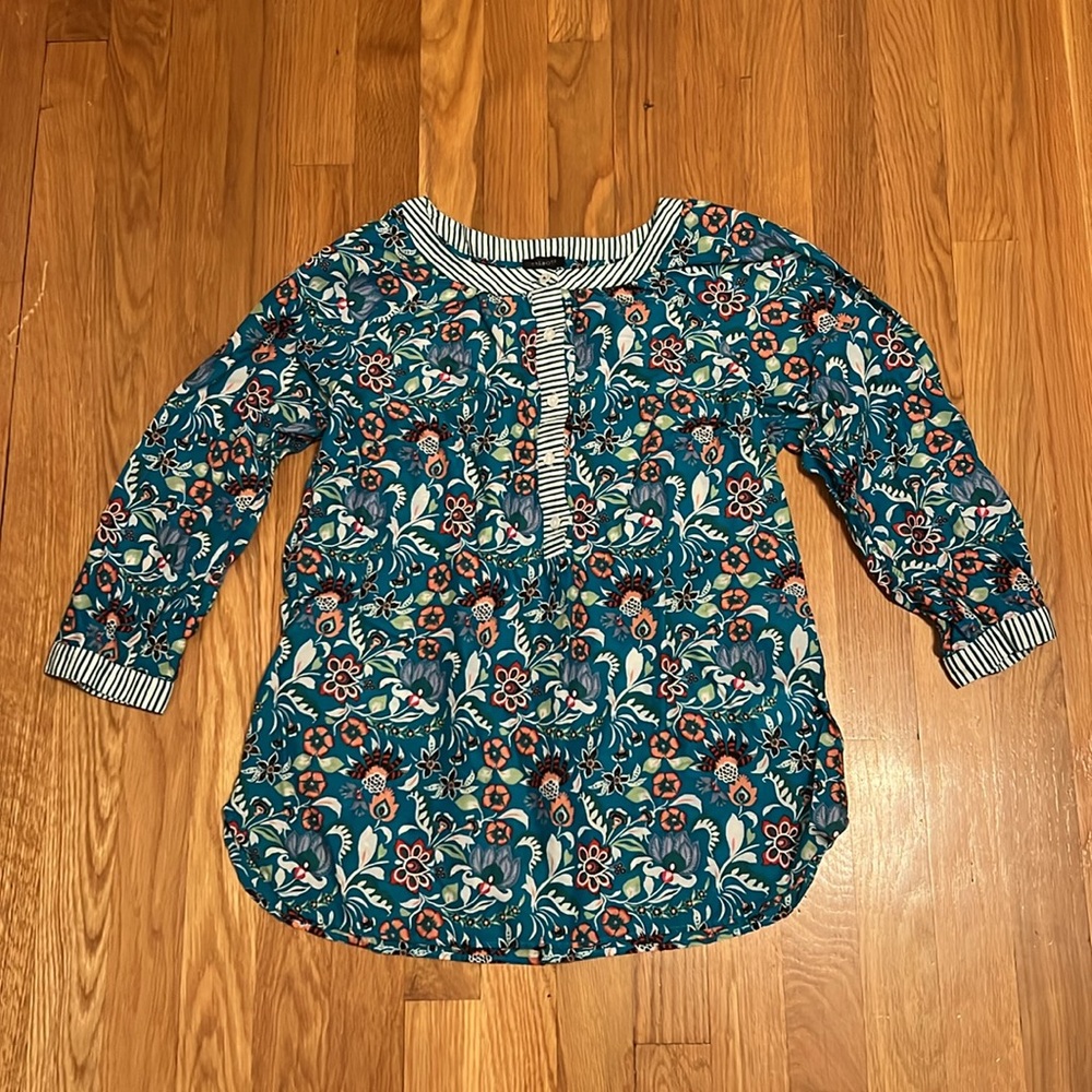 TALBOTS BLOUSE 100% cotton floral top size small - Picture 2 of 13